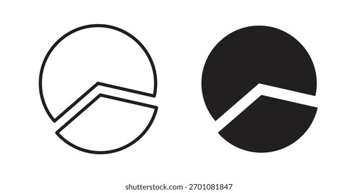 Símbolo de concepto de contorno de icono de gráfico circular con trazo editable en blanco