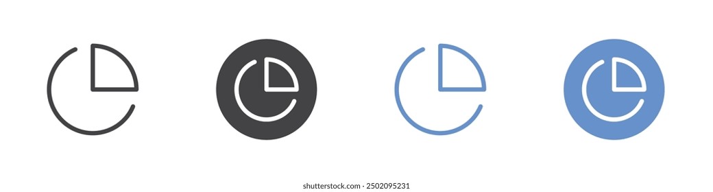 Pie chart icon outline line icon set sign for web app