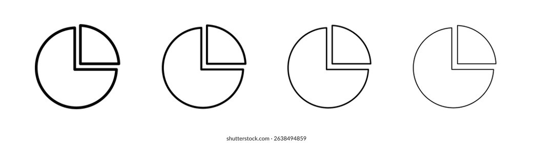 Pie chart icon Outline sign symbol set