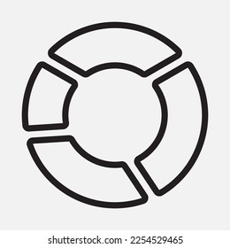 Pie chart icon in outline style, use for website mobile app presentation