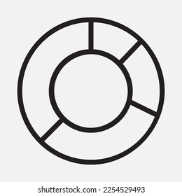 Pie chart icon in outline style, use for website mobile app presentation