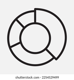 Pie chart icon in outline style, use for website mobile app presentation