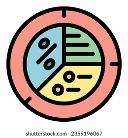 Pie chart icon outline vector. Customer team. Person data color flat