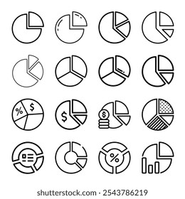Paquete de iconos de gráfico circular, paquete de iconos de gráfico de barras Vector
