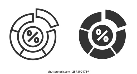 Pie chart icon with percent symbol, minimalist design.