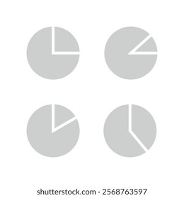 Pie chart icon. Percentage, share or statistics symbol. Circle divided into segments, parts.