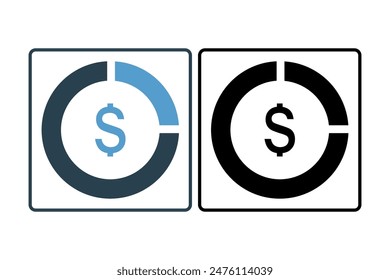 Pie chart icon. icon related to accounting. suitable for web site, app, user interfaces, printable etc. solid icon style. simple vector design editable