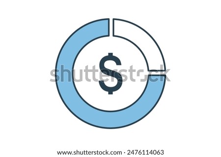 Pie chart icon. icon related to accounting. suitable for web site, app, user interfaces, printable etc. flat line icon style. simple vector design editable