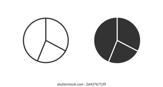 Pie Chart Icon Set. A black icon of a pie chart, representing data analysis.