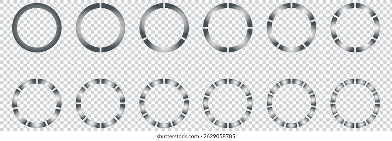 Pie chart icon set. Set Pie Charts Arrows . Set of pie chart diagrams. Circles cut separated eps 10