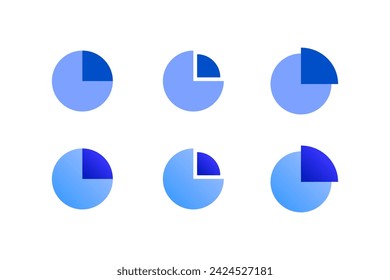 Pie chart icon set. Pie diagrams. Flat style. Vector icons