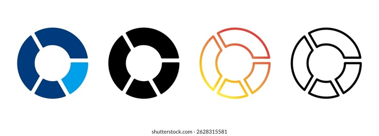 Pie Chart Icon Set Different Style Collection