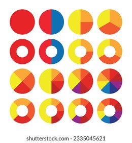 Pie chart icon set flat vector illustration.