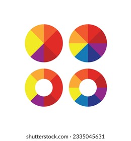 Pie chart icon set flat vector illustration.