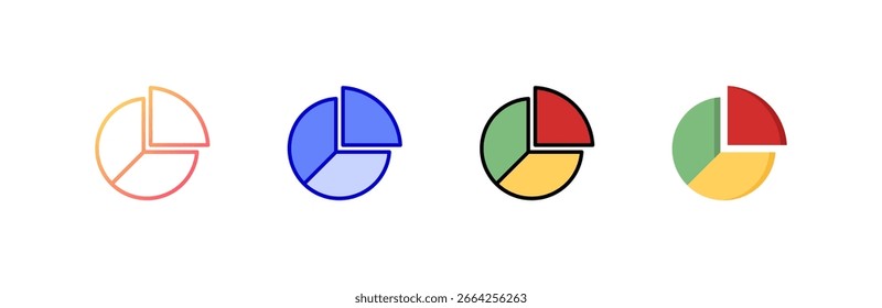 Pie Chart icon set multiple style collection