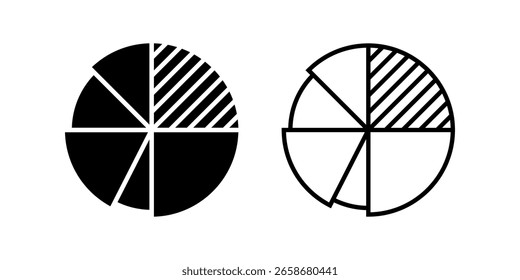 Pie Chart icon set. Simple Outline and Filled Pie Chart Diagram Business Presentation Icon