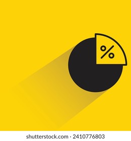 pie chart icon with shadow on yellow background