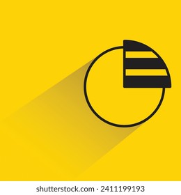 pie chart icon with shadow on yellow background