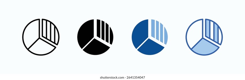 Pie Chart icon sheet multiple style collection isolated vector