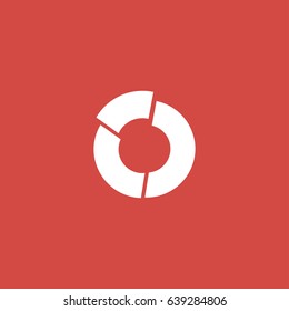 pie chart icon. sign design. red background