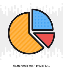 Icono de gráfico circular. Versión de color simple en un fondo gris claro