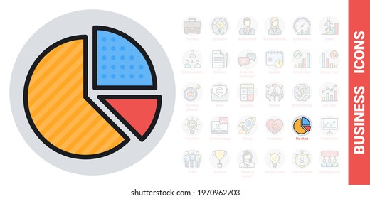 Pie chart icon. Simple color version from a series of business icons