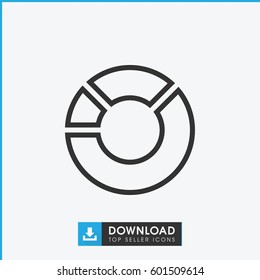 pie chart icon. simple outline pie chart vector icon. on white background.