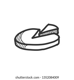 Pie chart icon in sketch style. Business symbol. Hand drawn vector illustration.