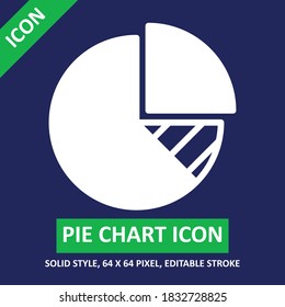 pie chart icon solid style on color background. chart and diagram vector illustration. base 64 x 64 pixels. expanded.