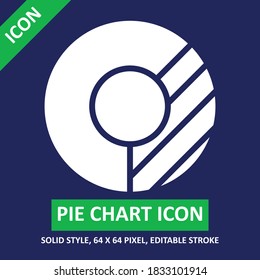pie chart icon solid style on color background. chart and diagram vector illustration. base 64 x 64 pixels. expanded.