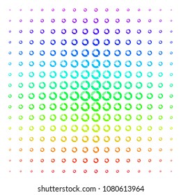 Pie Chart icon spectrum halftone pattern. Vector pie chart symbols organized into halftone grid with vertical rainbow colors gradient. Designed for backgrounds, covers and abstraction compositions.