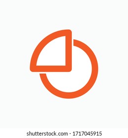 Pie Chart Icon. Statistics Symbol - Vector. Presented in Orange Line Art Style.