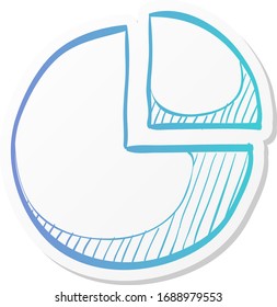 Pie chart icon in sticker color style. Data report information office financial number presentation
