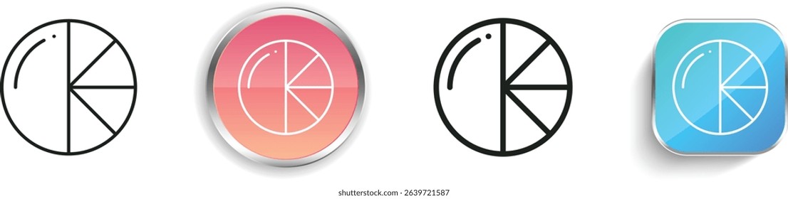 pie chart icon. Thin Linear, Regular and Button Style Design Isolated On White Background