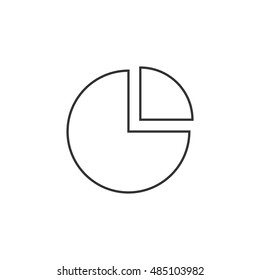 Pie chart icon in thin outline style. Data report information office financial number presentation