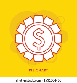 
Pie Chart Icon in trendy flat style isolated on yellow background. Graph symbol for your web site design, logo, app, UI. Vector illustration, EPS10.