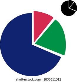 Icono de gráfico circular en estilo plano de moda aislado en fondo gris. Símbolo gráfico para el diseño de su sitio web, logotipo, aplicación, ilustración vectorial