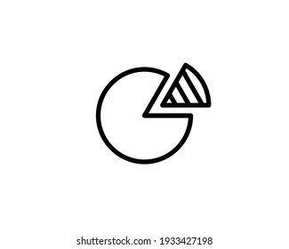 Icono de gráfico circular en estilo plano moderno aislado en fondo blanco. Símbolo gráfico para el diseño del sitio web, logotipo, aplicación, interfaz de usuario. Ilustración del vector, EPS10