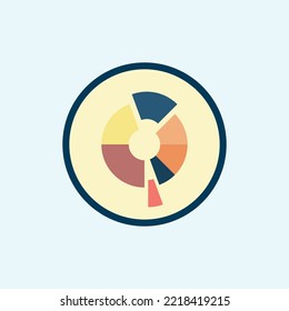 Icono de gráfico circular en estilo plano de moda aislado en fondo gris. Símbolo gráfico para el diseño de su sitio web, logotipo, aplicación