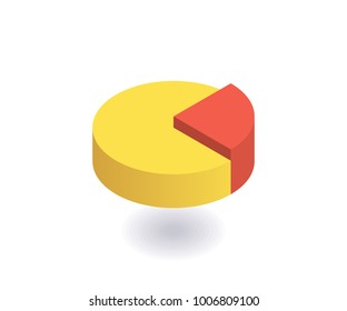Pie Chart icon. Vector illustration in flat isometric 3D style.