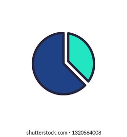 Pie Chart Icon Vector Illustration in Filled Style for Any Purpose