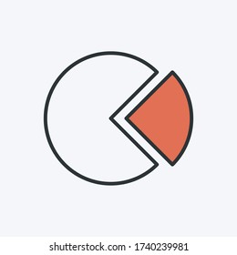 Pie chart icon. Vector illustration of pie diagram. Two-part diagram infographics element. Can be used as a logo, icon or infographic chart symbol