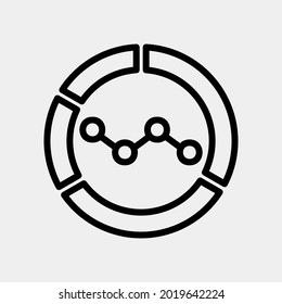 Icono de gráfico circular ilustración vectorial en estilo de línea para cualquier proyecto, uso para presentación de aplicación móvil del sitio web