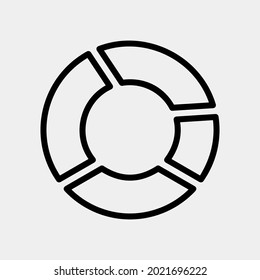 Pie chart icon vector illustration in line style for any projects, use for website mobile app presentation