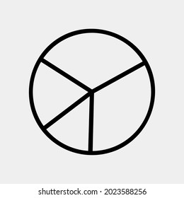 Icono de gráfico circular ilustración vectorial en estilo de línea para cualquier proyecto, uso para presentación de aplicación móvil del sitio web
