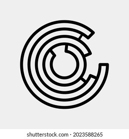 Icono de gráfico circular ilustración vectorial en estilo de línea para cualquier proyecto, uso para presentación de aplicación móvil del sitio web