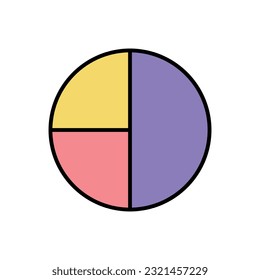 Pie Chart Icon Vector Illustration. Pie Chart Lineal Color Icon