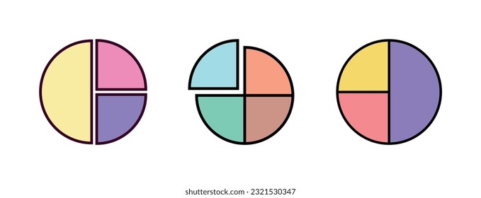 Pie Chart Icon Vector Illustration. Pie Chart Lineal Color Icon