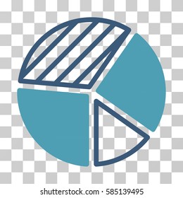 Pie Chart icon. Vector illustration style is flat iconic bicolor symbol, cyan and blue colors, transparent background. Designed for web and software interfaces.