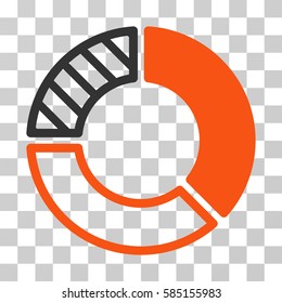 Pie Chart icon. Vector illustration style is flat iconic bicolor symbol, orange and gray colors, transparent background. Designed for web and software interfaces.